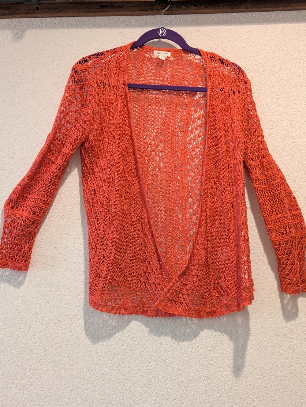Westport Orange Open-Front Crochet Cardigan